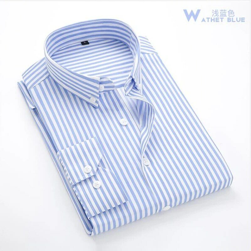 2022 New Mens Shirts Striped Classic-Fit Comfort Soft Casual Button-Down Shirt Male Fashion Blouses Tops