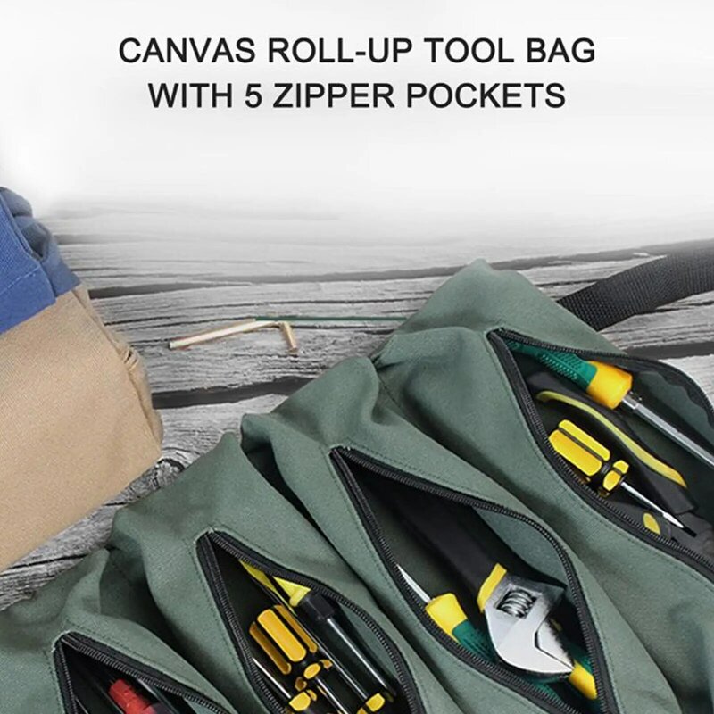 Strumento di lavoro rotolo multiuso Organizer Tool Roll Up borsa di tela strumento chiave grande appesa borsa Super grande con cerniera Tote