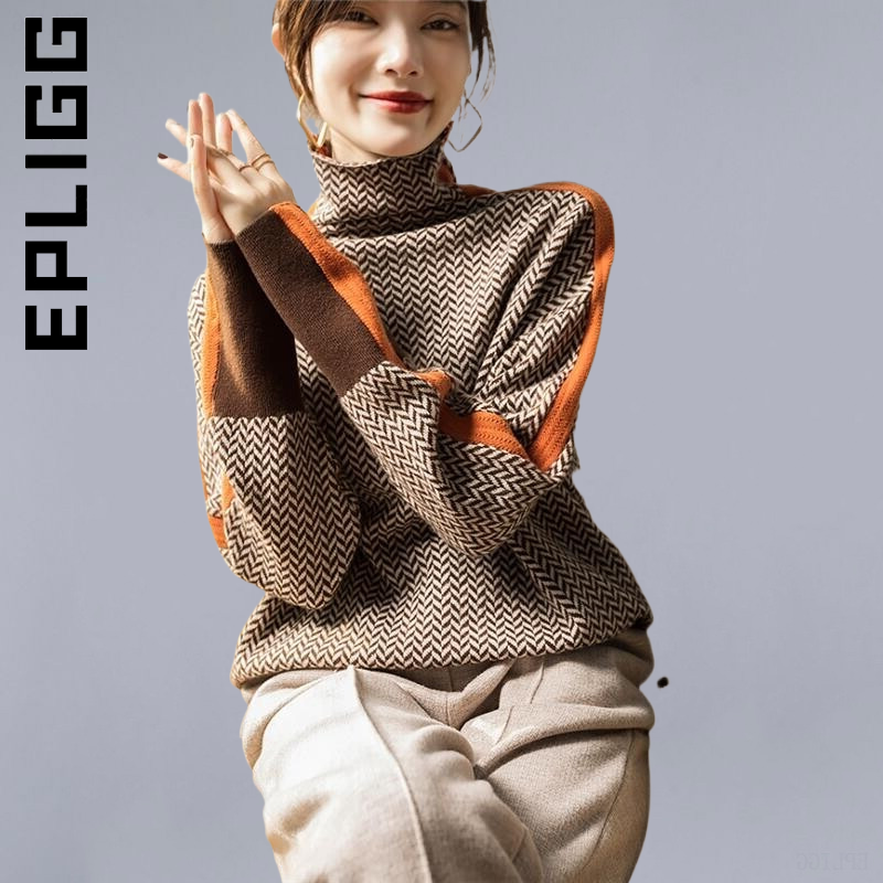 Epligg – pull tricoté à col roulé pour femme, haut décontracté, doux et Chic, Vintage, basique, nouvelle collection 2022