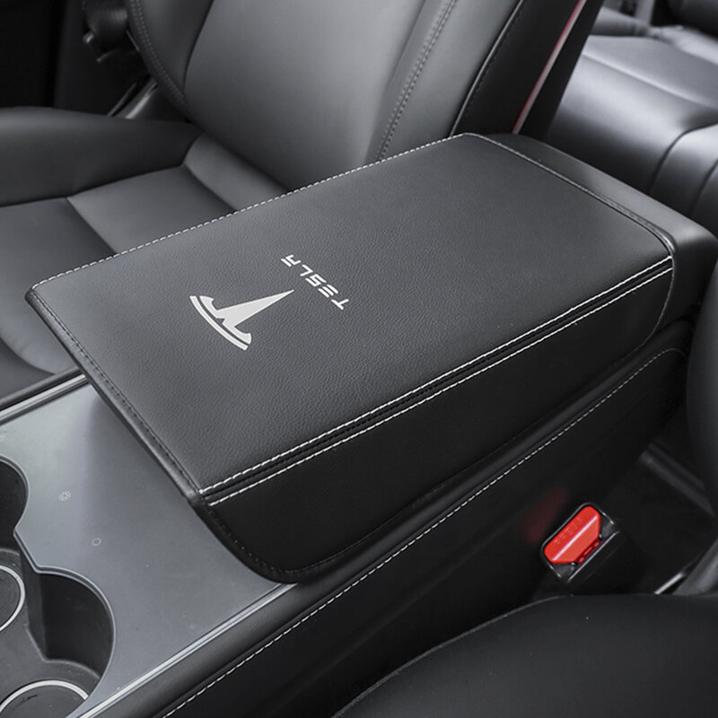 Untuk Tesla Model 3 Model Y Kotak Sandaran Tangan Mobil Penutup Pelindung Kontrol Tengah Sandaran Tangan Penutup Kulit Aksesori Dekorasi Interior