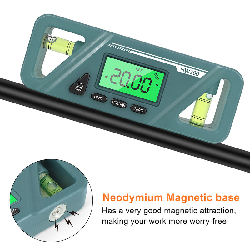 Magnetic Digital Angle Finder with Level Protractor Finder 4*90 Degree Backlit  Angle Gauge With LCD Display Inclinometer