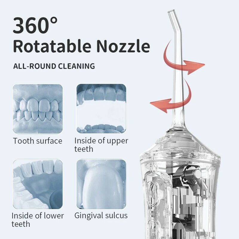 5โหมด Portable Oral Irrigator ชาร์จน้ำ Flosser ทันตกรรมน้ำ Jet 220ML ถังน้ำฟัน Whitening Cleaner Oral Care ยาสีฟันสูตรเกลือผสมฟลูออไรด์...