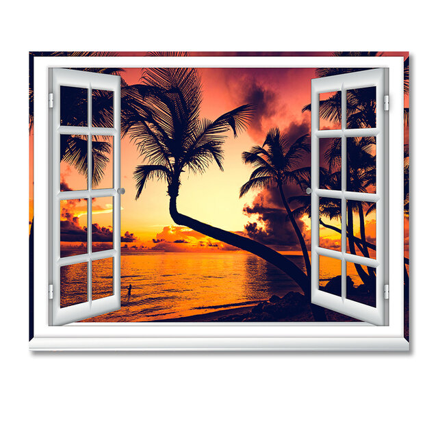 窓の外の風景風景画キャンバス壁アート写真ポスターと部屋の装飾のための創造的な自然の風景