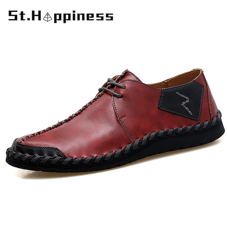 Nieuwe Mannen Casual Schoenen Mode Hoge Kwaliteit Leer Rijden Schoenen Klassieke Comfortabele Handgemaakte Platte Schoenen Schoenen Big Size 47
