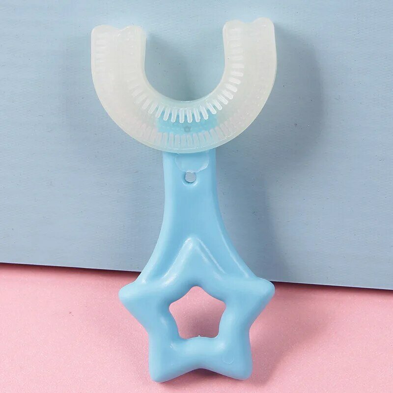 Cepillo de dientes en forma de U para bebé, 360 °, suave, de silicona, 2-12T