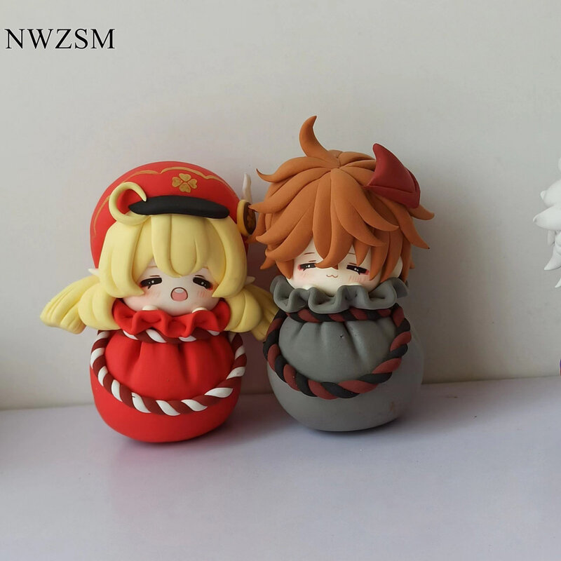 Genshin Impact Keadehara Kazuha forma di panino farcito al vapore 7cm Anime Figure Kawaii Toy Q Figural Clay Making Model portachiavi regalo
