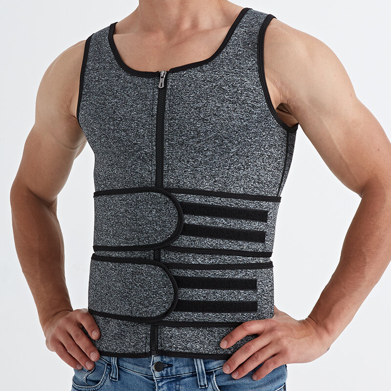 Neoprene Sweat Vest for Men Waist Vest Adjustable Workout Body Shaper with Double Zipper for Sauna Suit for Men
