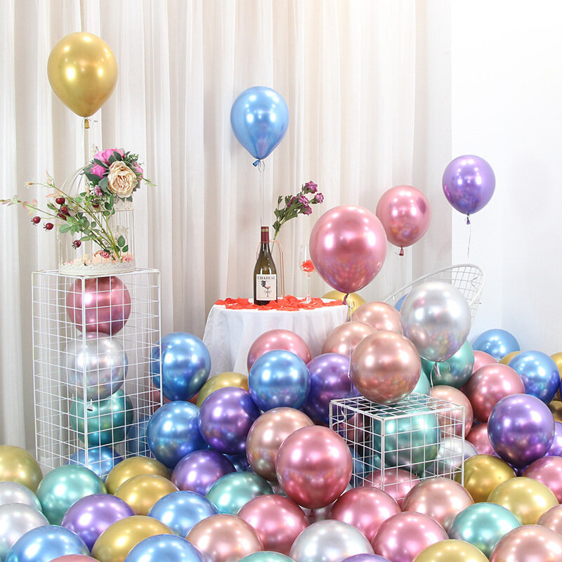 50 Buah Rose Gold Balon Lateks Metalik Krom Mengilap Dekorasi Pesta Ulang Tahun Anak Dewasa Mengembang Globos Perlengkapan Dekorasi Pernikahan