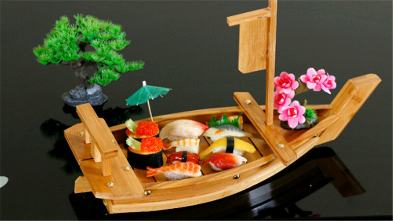 日本の磁器料理,大判,40cm〜90cm,寿司,シーフード,木のツール,木製のレストラン,手作りのボート刺身
