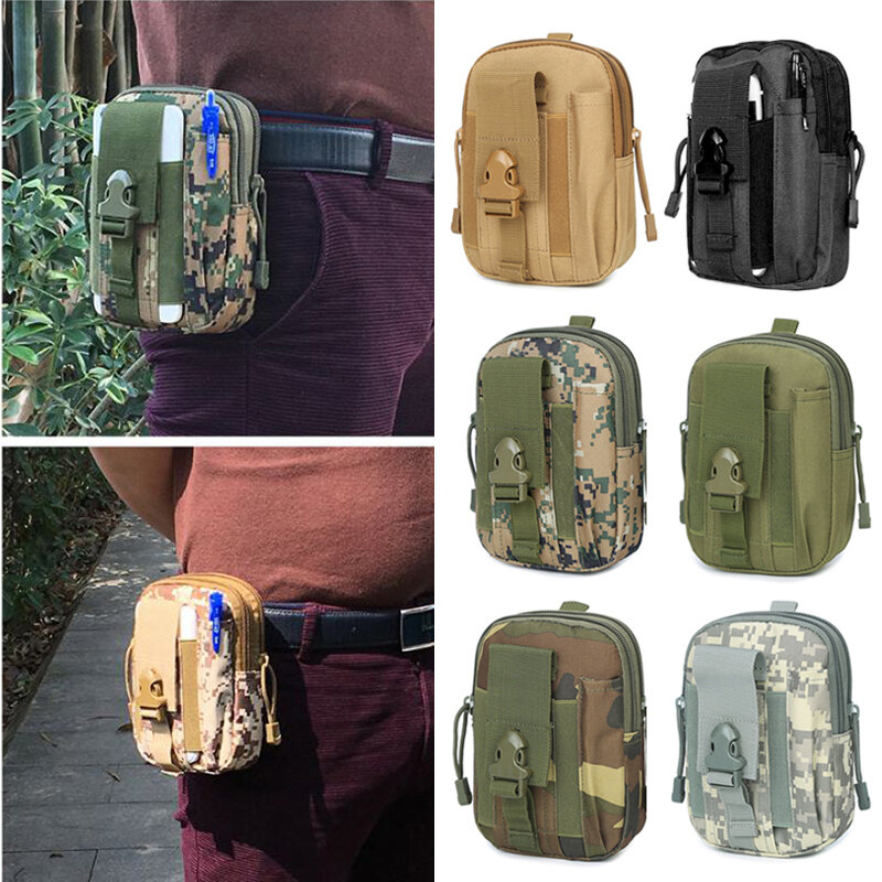Mężczyźni kobiety talia taktyczna wojskowa podróż turystyka kamuflaż telefon pokrowiec Molle pas saszetka na pas torba moda nowy