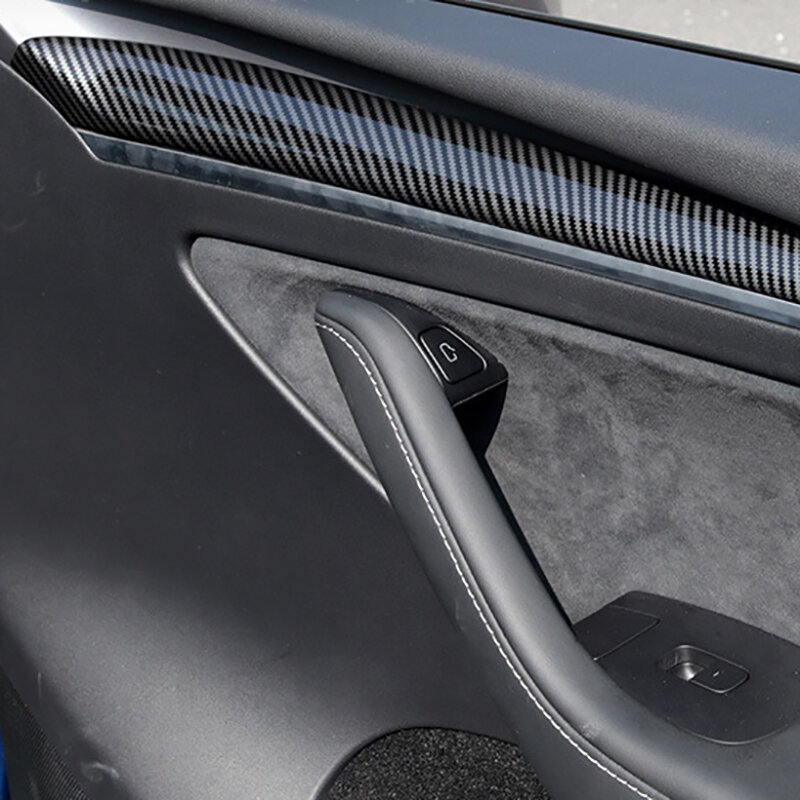 2022 nowy Tesla Model 3 pokrywa deski rozdzielczej panel drzwiowy z włókna węglowego akcesoria ABS dla Model3 / Model Y 2021 naklejki do stylizacji samochodów