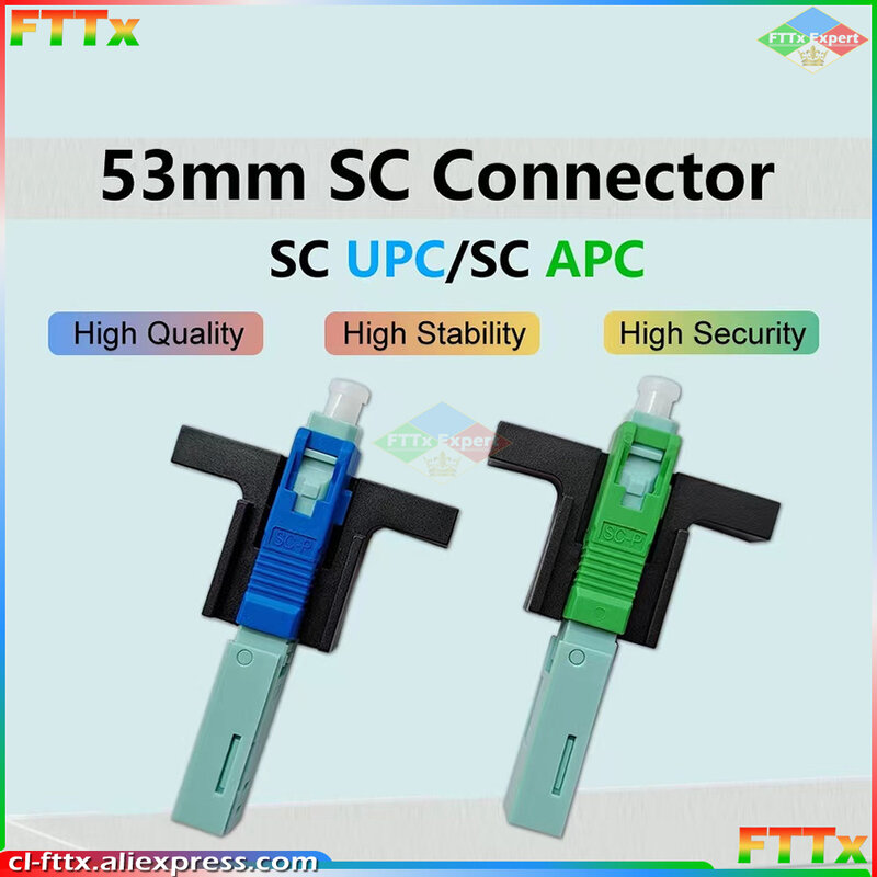 Conector de campo rápido SC APC, Conector de fibra óptica SM FTTH de 53MM SC UPC, 50/100/200 piezas, envío gratis