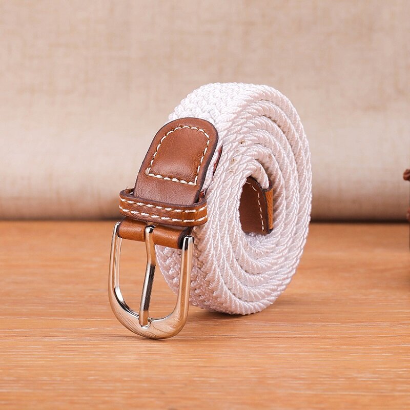 Cinturón de lona versátil para hombre y mujer, hebilla de Metal, cinturón elástico trenzado de alta calidad para acampar, pescar, gimnasio