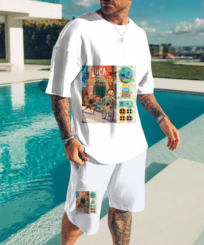Summer Men's Tracksuit 2 Piece Men's Oversized Clothes Retro Beach Style 3D Printed T Shirts Men's Suit Shirts Shorts