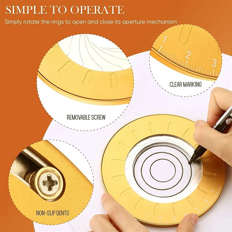 学生調節可能な丸い円定規ステンレス鋼円形描画ツール正確な大工木工機器