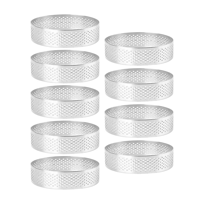 9 Pack Runde Torte Ring, Mousse Ringe, Edelstahl Wärme-Beständig Perforierte Mousse Ringe, metall Runde Ring Form