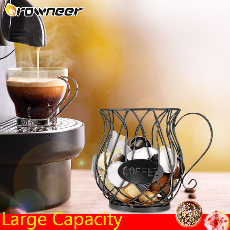 Cápsula de café oca multifuncional grande capacidade, cesta criativa anti-ferrugem fio de ferro galvanizado, copo de armazenamento em spray de ouro