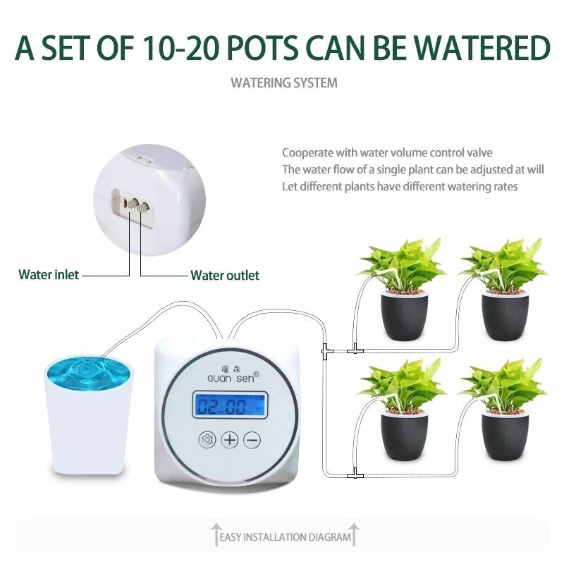 LCD Screen Drip Irrigation System Automatic Plant Watering Kit Automatic Watering Timer Device Garden Irrigation Timer Controlle