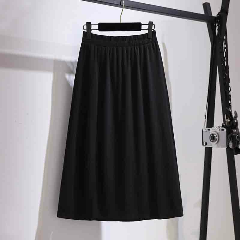 Женская юбка, черная модная женская юбка, новинка 2023, летняя Однотонная юбка для отдыха с высокой талией, тонкая юбка с промежностью, Женская юбка T69