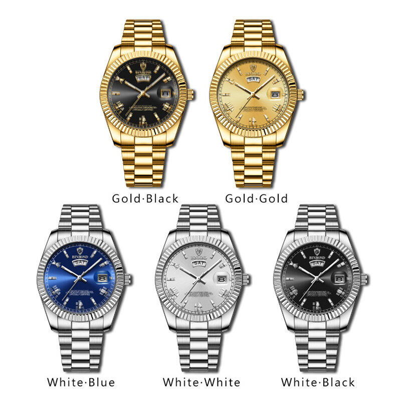 Montre-bracelet à quartz en acier militaire pour hommes, montre de sport de luxe, or, design calendrier, horloge masculine, marque supérieure, mode