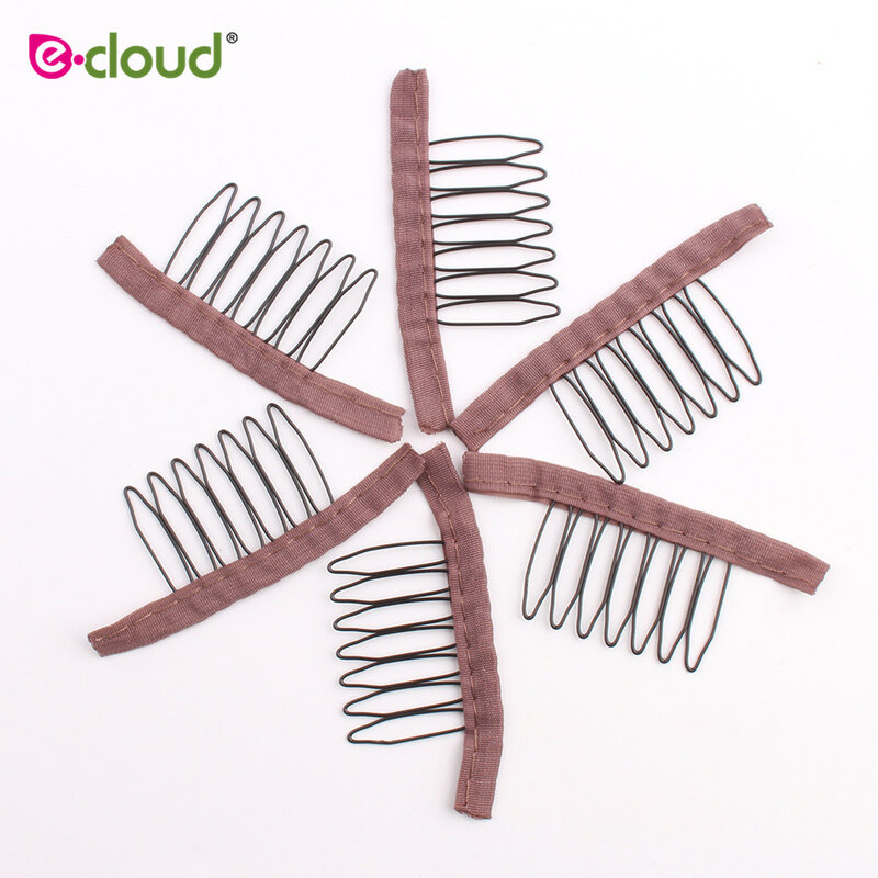 20Pcs Brown Wig Comb With Polyster Cloth 7 Teeth Wig Accessories Hair Wig Combs Wholesale Black Lace Wig Clips