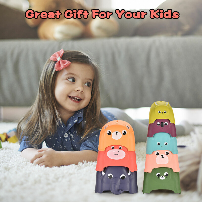 Lucu Susun Cangkir Bak Mandi Mainan Ilmu Mainan Susun Cincin Menara Jam Pasir Baki Mainan Pendidikan Awal Anak-anak Hadiah Natal