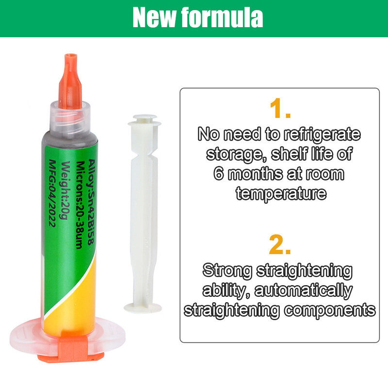 1/2Pcs Low Temperature Lead-free Syringe Smd Solder Paste Flux for Soldering Led Sn42Bi58/Sn63 138/183℃ SMD Repair Welding Paste