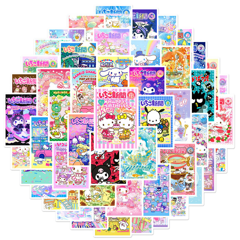 Sanrio-pegatinas de dibujos animados de Hello Kitty Kuromi My Melody, pósteres de Anime, decoración de pared para portátil, 10/30/50 piezas