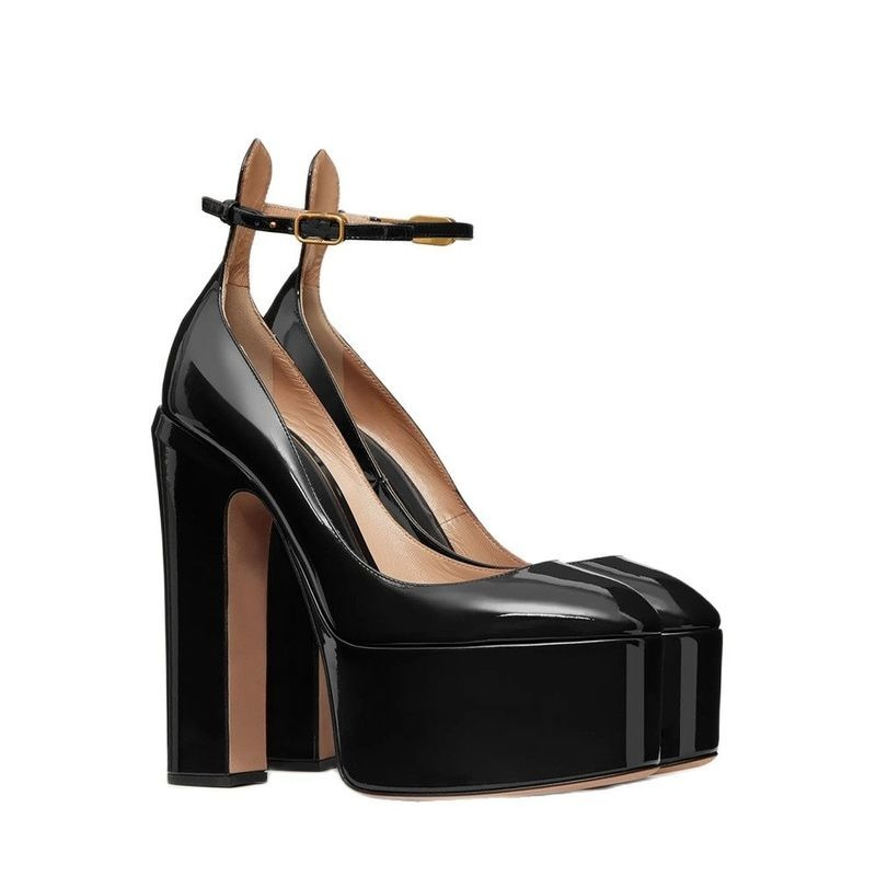 두꺼운 유일한 가죽 펌프 여성 슈퍼 하이힐 로마 샌들 여름 패션 위크 신부 신발 플랫폼 웨딩 파티 신발 Mujer