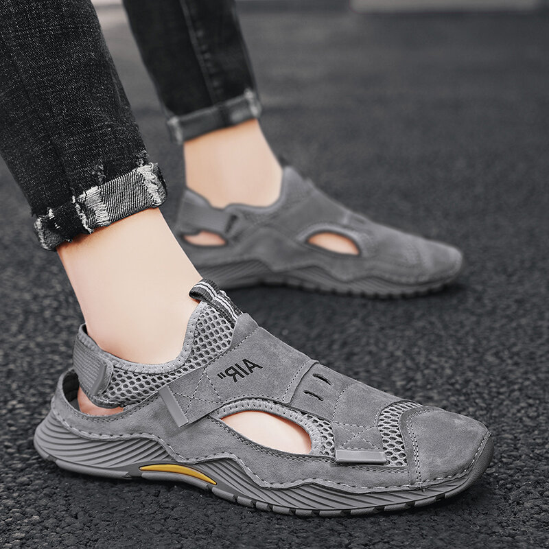 2022 New Summer Handmade Mesh Sneakers Casual Breathable Men Shoes Outdoor Beach Wading Shoes Comfortable Men's Sandals Big Size