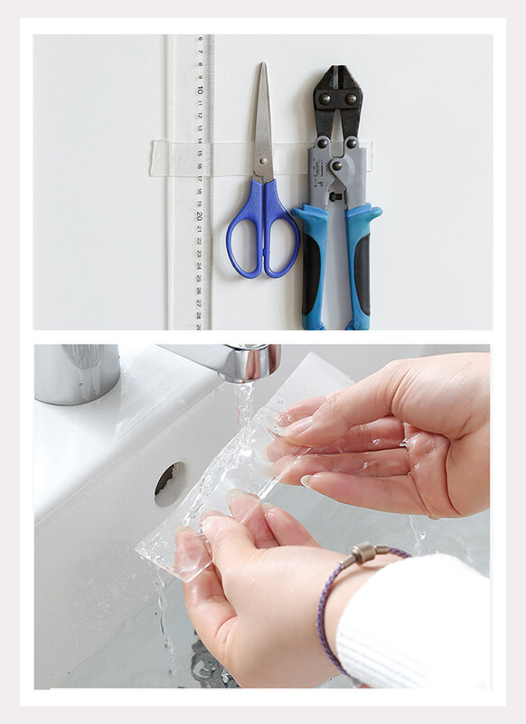 Fita transparente fita dupla face nano adesivos de parede impermeável reutilizável fitas de decoração de casa do banheiro resistente ao calor