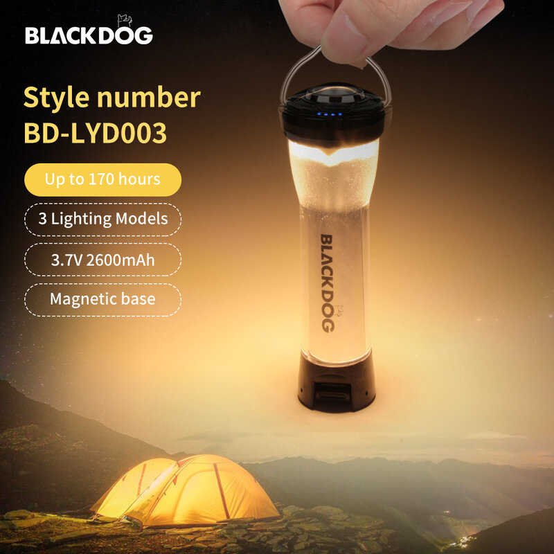 Blackdog 2600MAh Mercusuar Lampu Kilat Mikro Berkemah dengan Dasar Magnetik LED Tipe-c Senter Mirip dengan Tujuan Nol
