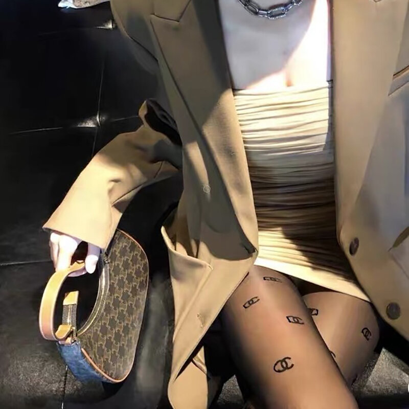 Leggings de meia-calça sexy feminino fishnet meias de malha meias de alta elasticidade letra meias sexy luxo preto stockin