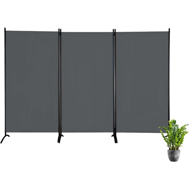 Room Dividers and Folding Privacy Screens, Partition Room Dividers Wall for Separation, Home, Studio (3 Panels, Grey)