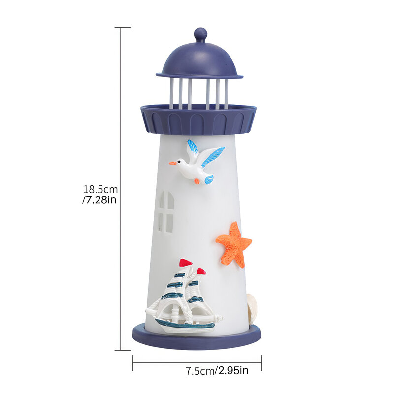 1 Buah Mercusuar Lampu LED Taman Beacon Lampu 360 Derajat Berputar Dekorasi Rumah Laut Mercusuar Lampu Malam LED Pencahayaan Mercusuar