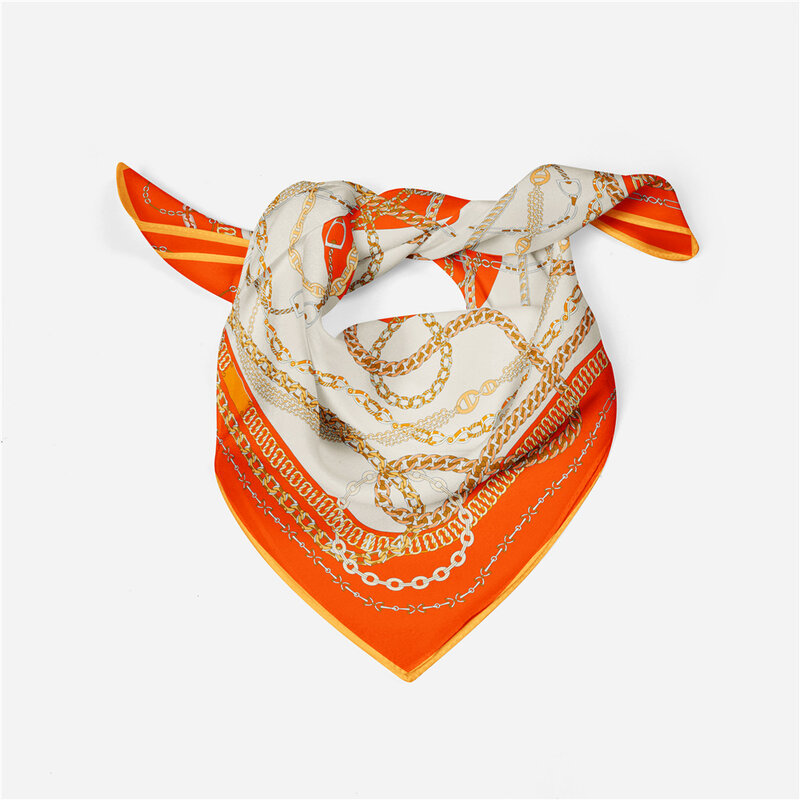 Pañuelo cuadrado con estampado de cinturón para mujer, Bandana de seda de diseño, diadema de lujo, Hijabs de moda, 53cm