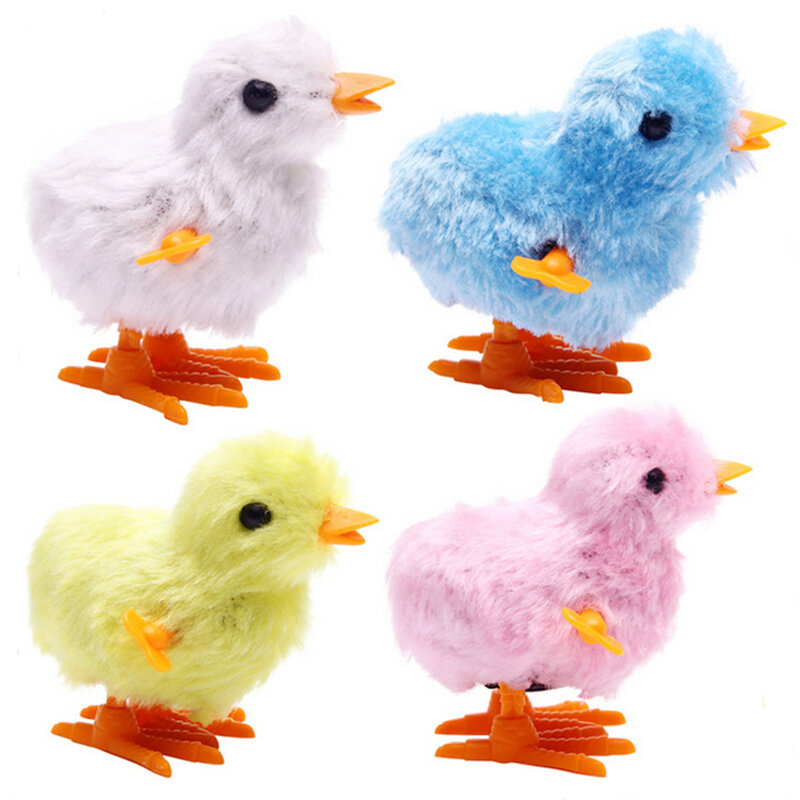 Peluche pulcino orologio pollo animale carica giocattoli decorazioni pasquali giocattolo regalo animale divertente carica giocattolo casuale