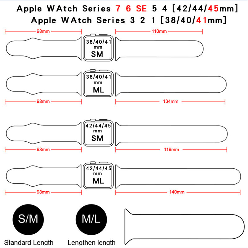 Silicone Strap for Apple Watch Band 45mm 44mm 41mm Bracelet for iWatch 40mm 38mm 42mm Correa Apple Watch Series 7 6 SE 5 4 3 2 1