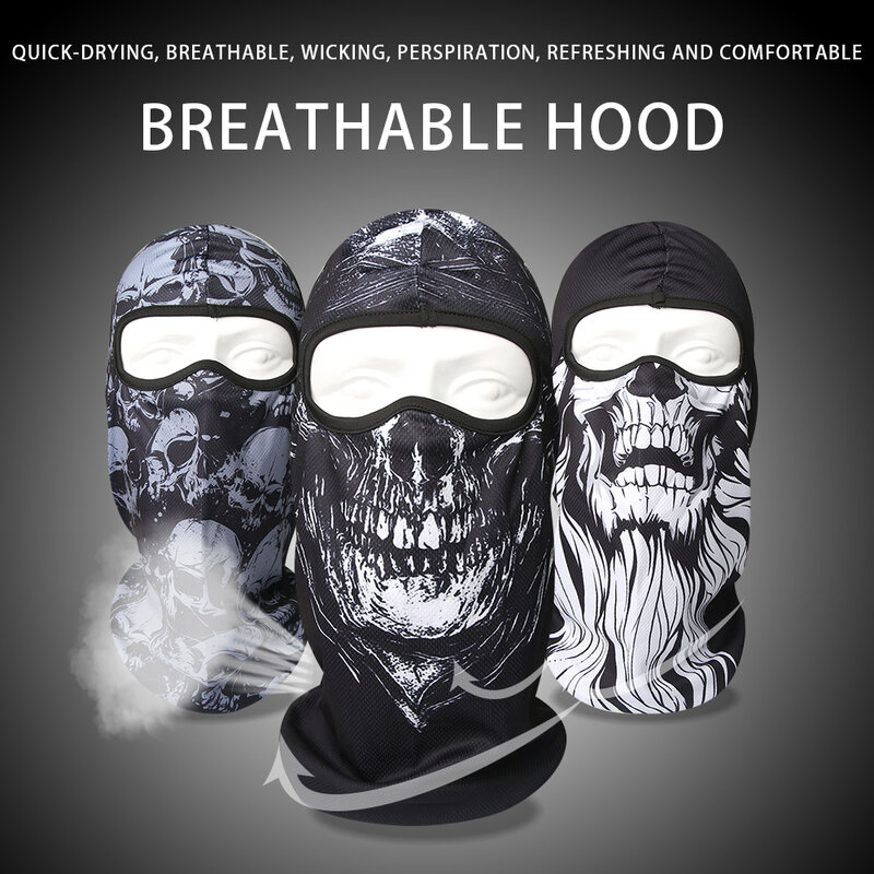 Skull Balaclava Men Cycling Cap Snowboard Ski Motorcycle Face Mask Bicycle Hat Bandana Headband Neck Cover Breathable Windproof