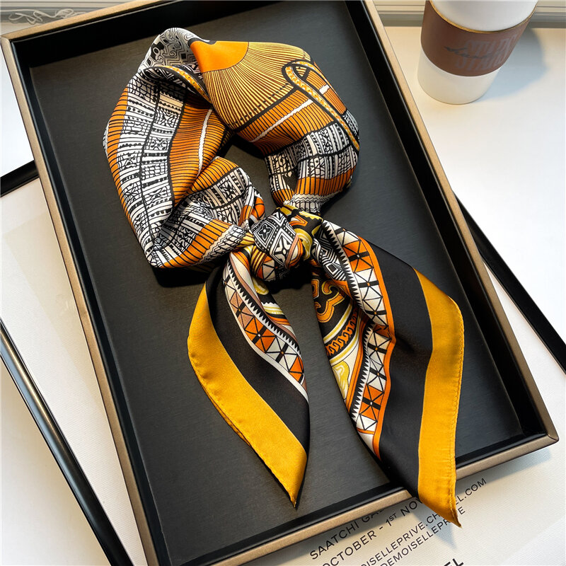 Foulard bandeau imprimé de luxe, 70cm, cravate pour les cheveux, à la main, châle, Bandana, Design de printemps, Hijab, 2022