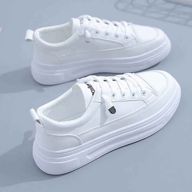 Zapatillas de deporte blancas con cordones para Mujer, calzado deportivo con plataforma transpirable, suave, a la moda, 2022