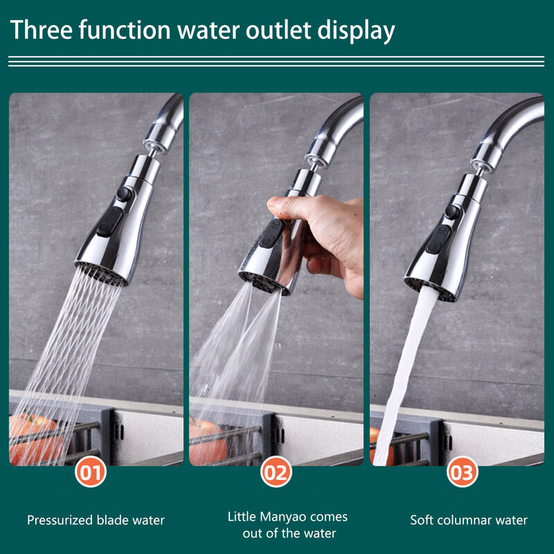 Water Saving Kitchen Faucet Spray Head Bola giratória de 360 ° Adaptador de torneira para pia Peças de reposição Acessórios de cozinha 3 modos