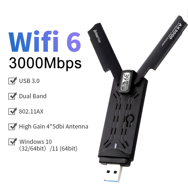 3000m Netzwerk karte Wifi 6 USB Wireless Adapter Dualband USB 3,0 LAN Ethernet Wifi Antenne Dongle für Laptop Desktop hohe Verstärkung