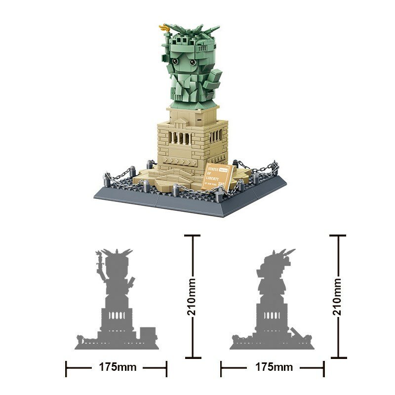 Креативная городская Статуя Свободы Mailackers, строительные архитектурные блоки, 414 деталей, кирпичные игрушки для детей, совместимые с 40367, ден...