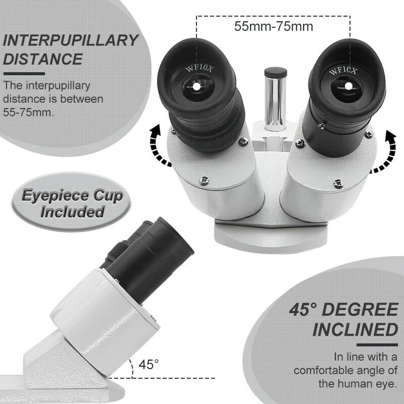 Mikroskop Industri Teropong Mikroskop Stereo 20X-40X dengan Perbaikan Ponsel Pintar Lampu Cincin Fluoresensi Opsional