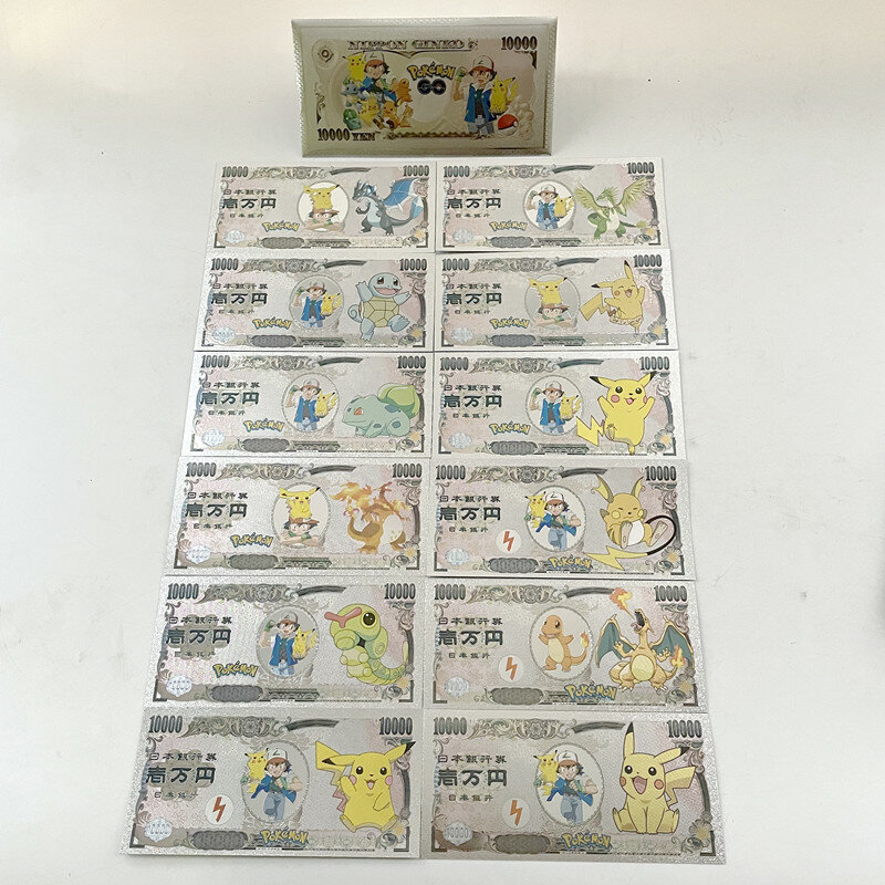 2022 pokemon pikachu cartão clássico coleção de memória das crianças 10000 moedas de ouro pikachu bolso bola crianças presente natal