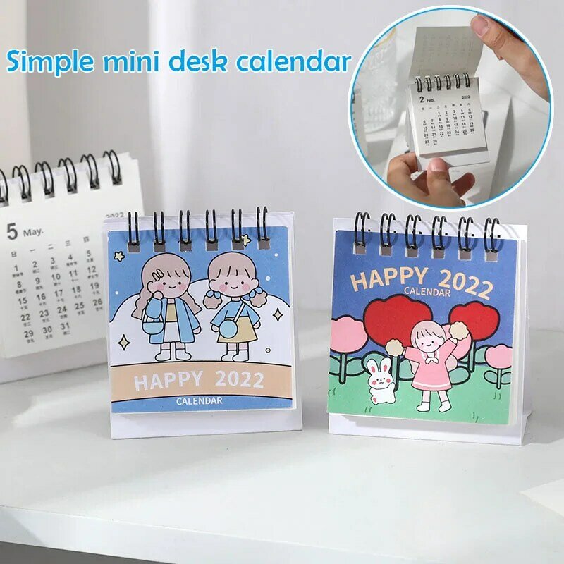 Mini calendrier de bureau 2022, créatif, bricolage, dessin animé, ornement de bureau, calendrier mensuel, Plan, livre, calendrier Mu8669