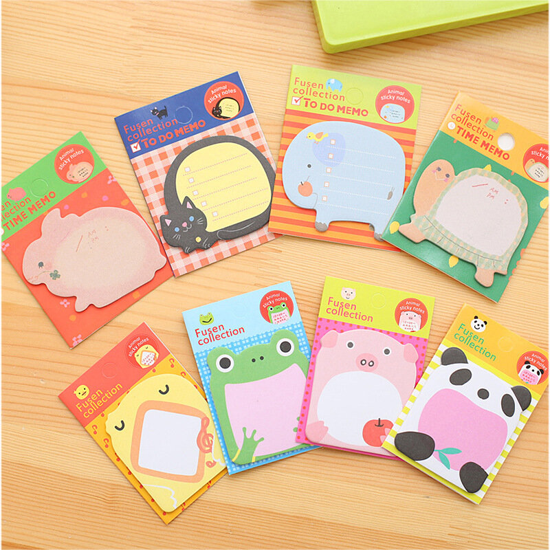 1 Pcs Sticker Cute Kawaii Animal Sticky Notes Notepad Memo Pads Office School Supply Stationery Panda Cat Kitty Bookmark