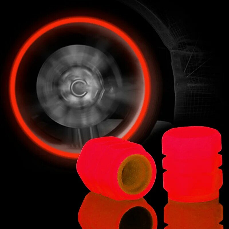 Luminous Tire Valve Cap Car Wheel Nozzle Dustproof Cover Night Glowing Cap Motorcycle Bike Tire Decoration Caps