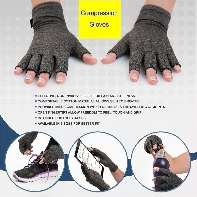 Guantes de compresión para artritis, guantes de invierno para rehabilitación sin dedos, guantes de terapia antiartritis, muñequera de soporte para muñeca, 1 par